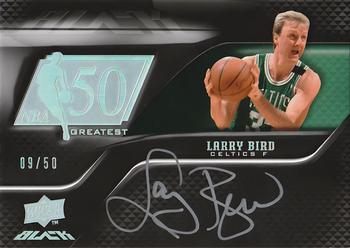 2008-09 UD Black - 50 Greatest Autographs #50AU-LB Larry Bird Front