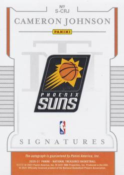 2021-22 Panini National Treasures - 2020-21 Panini National Treasures Basketball - Signatures Emerald #S-CRJ Cameron Johnson Back