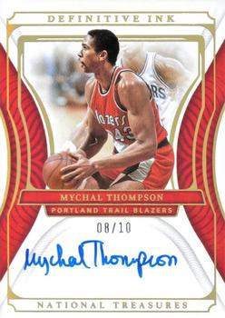 2021-22 Panini National Treasures - Definitive Ink Gold #DI-MYT Mychal Thompson Front