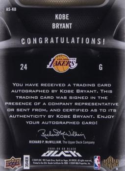 2008-09 UD Black - All-Star Autographs #AS-KB Kobe Bryant Back