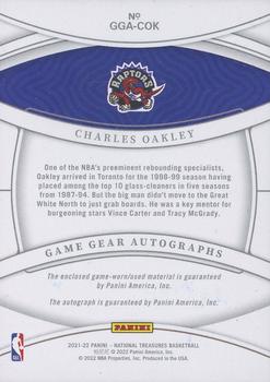 2021-22 Panini National Treasures - Game Gear Autographs #GGA-COK Charles Oakley Back