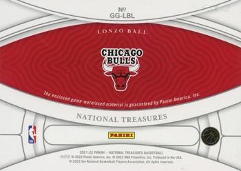 2021-22 Panini National Treasures - Game Gear Super Prime #GG-LBL Lonzo Ball Back