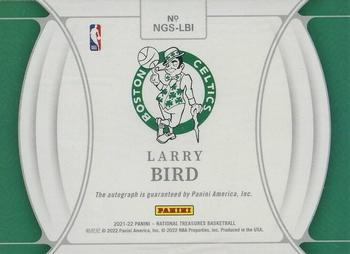 2021-22 Panini National Treasures - NBA Greats Signatures Gold #NGS-LBI Larry Bird Back