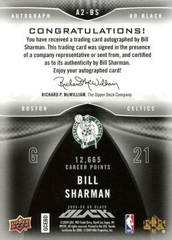 2008-09 UD Black - Autographs #A2-BS Bill Sharman Back