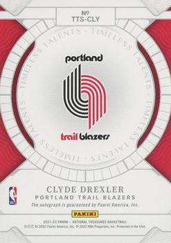 2021-22 Panini National Treasures - Timeless Talents Signatures Bronze #TTS-CLY Clyde Drexler Back