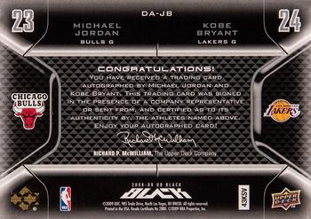 2008-09 UD Black - Dual Autographs #DA-JB Kobe Bryant / Michael Jordan Back