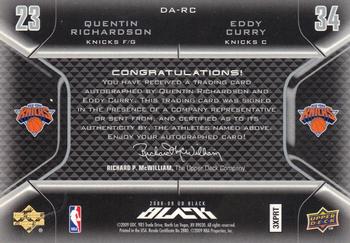 2008-09 UD Black - Dual Autographs #DA-RC Quentin Richardson / Eddy Curry Back