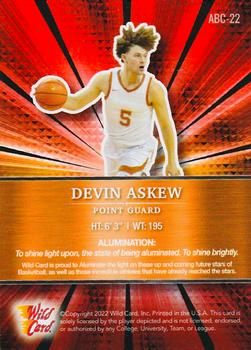 2021-22 Wild Card Alumination - Red Chase #ABC-22 Devin Askew Back
