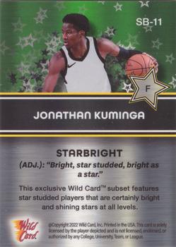 2021-22 Wild Card Alumination - Starbright Green #SB-11 Jonathan Kuminga Back