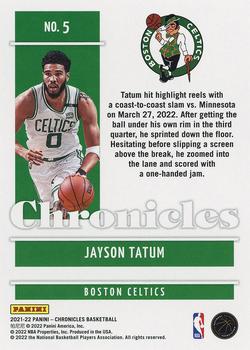 2021-22 Panini Chronicles #5 Jayson Tatum Back
