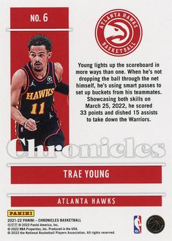 2021-22 Panini Chronicles #6 Trae Young Back