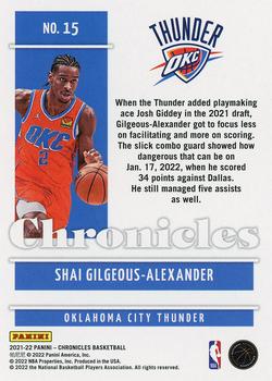 2021-22 Panini Chronicles #15 Shai Gilgeous-Alexander Back