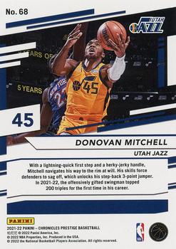 2021-22 Panini Chronicles #68 Donovan Mitchell Back