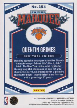 2021-22 Panini Chronicles #354 Quentin Grimes Back