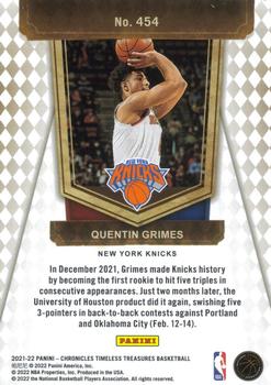 2021-22 Panini Chronicles #454 Quentin Grimes Back