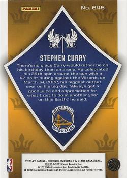 2021-22 Panini Chronicles #645 Stephen Curry Back