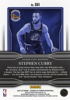 2021-22 Panini Chronicles #684 Stephen Curry Back