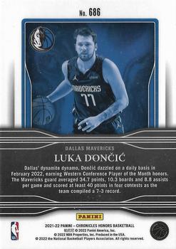 2021-22 Panini Chronicles #686 Luka Doncic Back
