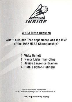 1997 Pinnacle Inside WNBA - Trivia Cards #NNO Janice Lawrence Braxton Front