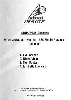 1997 Pinnacle Inside WNBA - Trivia Cards #NNO Michelle Edwards Front