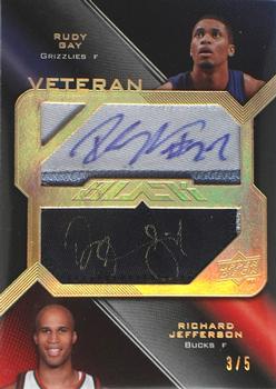 2008-09 UD Black - Veteran Signed Jersey Pieces Dual Gold #DJV-GJ Rudy Gay / Richard Jefferson Front