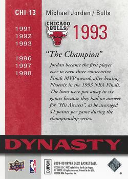 2008-09 Upper Deck - Dynasty Chicago Bulls #CHI-13 Michael Jordan Back