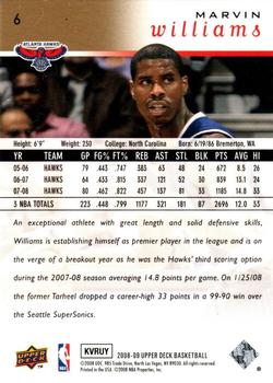 2008-09 Upper Deck - Electric Court Gold #6 Marvin Williams Back