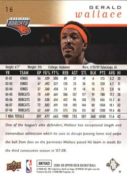 2008-09 Upper Deck - Electric Court Gold #16 Gerald Wallace Back