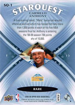 2008-09 Upper Deck - StarQuest Rare #SQ-1 Carmelo Anthony Back