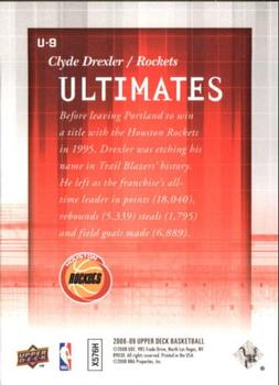 2008-09 Upper Deck - Ultimates #U-9 Clyde Drexler Back