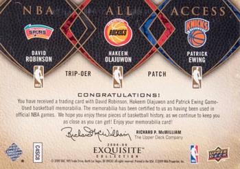 2008-09 Upper Deck Exquisite Collection - NBA All-Access Triple Logos #TRIP-OER Hakeem Olajuwon / Patrick Ewing / David Robinson Back