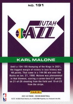 2021-22 Panini Recon - Holo Red #191 Karl Malone Back