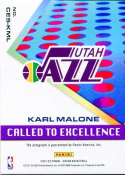 2021-22 Panini Recon - Called to Excellence Signatures #CES-KML Karl Malone Back