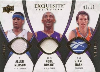 2008-09 Upper Deck Exquisite Collection - Trio Patches #TP-BNI Kobe Bryant / Steve Nash / Allen Iverson Front