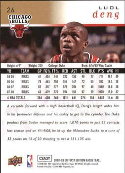 2008-09 Upper Deck First Edition - Gold #26 Luol Deng Back