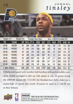 2008-09 Upper Deck First Edition - Gold #68 Jamaal Tinsley Back