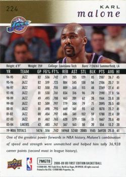 2008-09 Upper Deck First Edition - Gold #224 Karl Malone Back