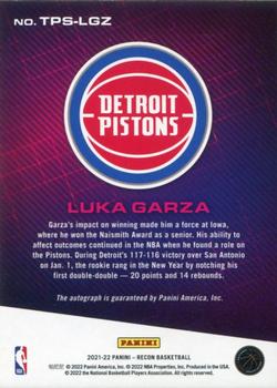 2021-22 Panini Recon - True Potential Signatures Purple #TPS-LGZ Luka Garza Back