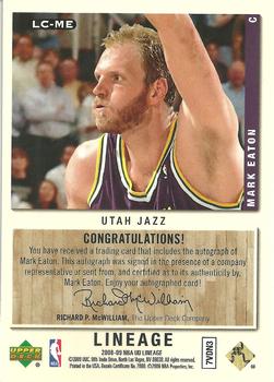 2008-09 Upper Deck Lineage - Lineage Collection #LC-ME Mark Eaton Back
