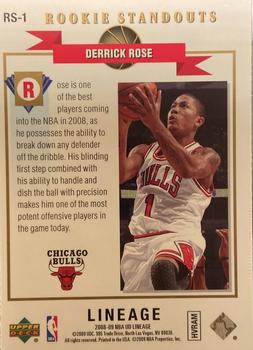 2008-09 Upper Deck Lineage - Rookie Standouts #RS-1 Derrick Rose Back
