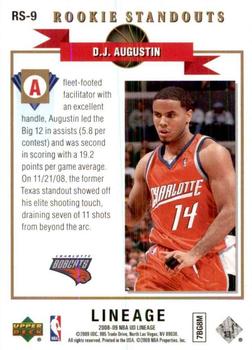 2008-09 Upper Deck Lineage - Rookie Standouts #RS-9 D.J. Augustin Back