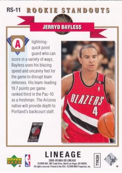 2008-09 Upper Deck Lineage - Rookie Standouts #RS-11 Jerryd Bayless Back