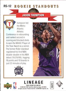 2008-09 Upper Deck Lineage - Rookie Standouts #RS-12 Jason Thompson Back