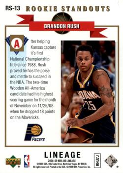 2008-09 Upper Deck Lineage - Rookie Standouts #RS-13 Brandon Rush Back
