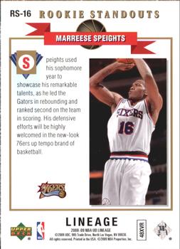 2008-09 Upper Deck Lineage - Rookie Standouts #RS-16 Marreese Speights Back