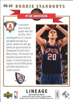 2008-09 Upper Deck Lineage - Rookie Standouts #RS-24 Ryan Anderson Back