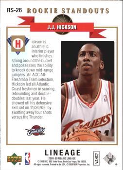 2008-09 Upper Deck Lineage - Rookie Standouts #RS-26 J.J. Hickson Back