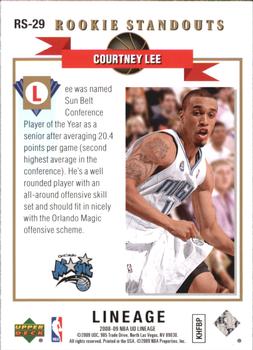 2008-09 Upper Deck Lineage - Rookie Standouts #RS-29 Courtney Lee Back