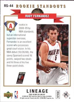 2008-09 Upper Deck Lineage - Rookie Standouts #RS-44 Rudy Fernandez Back