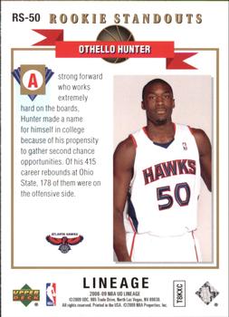 2008-09 Upper Deck Lineage - Rookie Standouts #RS-50 Othello Hunter Back